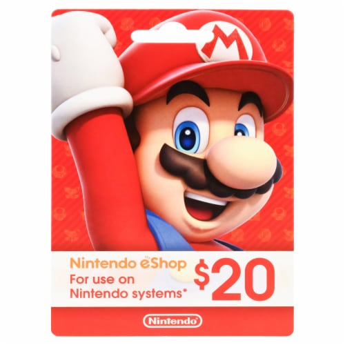 Nintendo $20 Gift Card Perspective: front