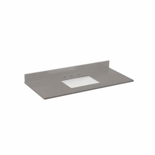 49 in. Composite Stone Vanity Top in Concrete Gray with White Basin Perspective: front