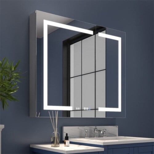 Exbrite Dimmable Led Light Anti Fog Medicine Cabinet With Outlets And Usb Ports Boost M2 36 x 32 H Gerbes Super Markets
