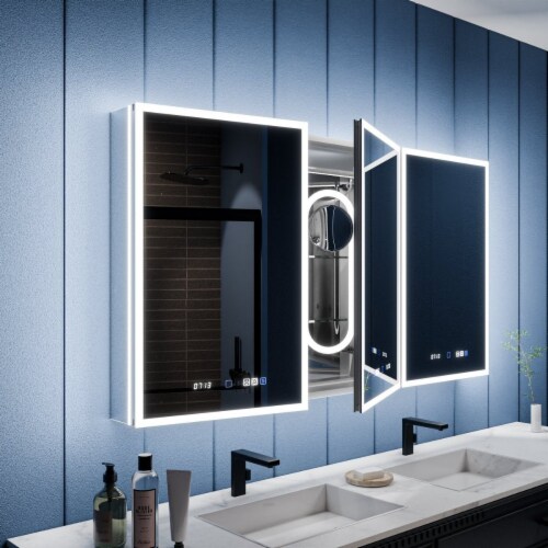 Illusion 72X32 Led Lighted Medicine Cabinet With Magnifiers White Modern Design 1 unit Gerbes Super Markets