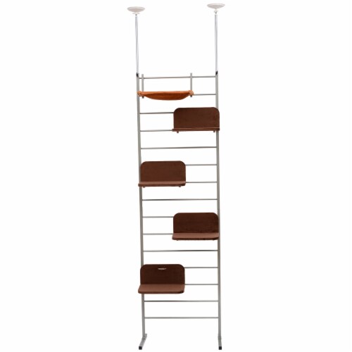 9FT Adjustable Multi-Level Cat Climber Climbing Tree Tower Scratcher Post Steps Perspective: front