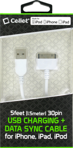 Cellet USB Charging & Data Sync Cable - White Perspective: front