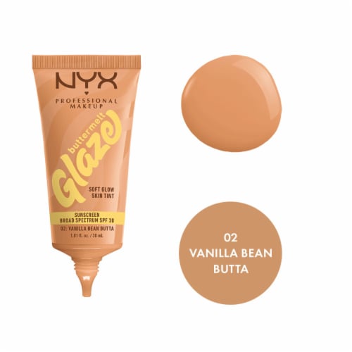 NYX Professional Makeup Buttermelt Glaze Soft Glow Skin Tint with SPF 30 02 Vanilla Bean Butta Perspective: front