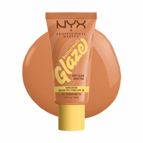 NYX Professional Makeup Buttermelt Glaze Soft Glow Skin Tint with SPF 30 03 Cashew Butta Perspective: front