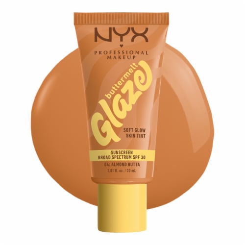 NYX Professional Makeup Buttermelt Glaze Soft Glow Skin Tint with SPF 30 04 Almond Butta Perspective: front