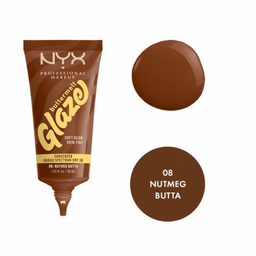 NYX Professional Makeup Buttermelt Glaze Soft Glow Skin Tint with SPF 30 08 Nutmeg Butta Perspective: front