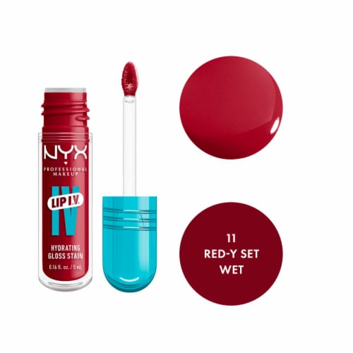 NYX Professional Makeup Lip IV Lip Gloss Stain Hydrating 11 Red-y Set Wet Perspective: front