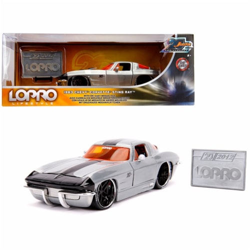 Jada 31079 1963 Chevrolet Corvette Sting Ray Raw Metal with Black Stripe LOPRO Lifestyle Jada Perspective: front