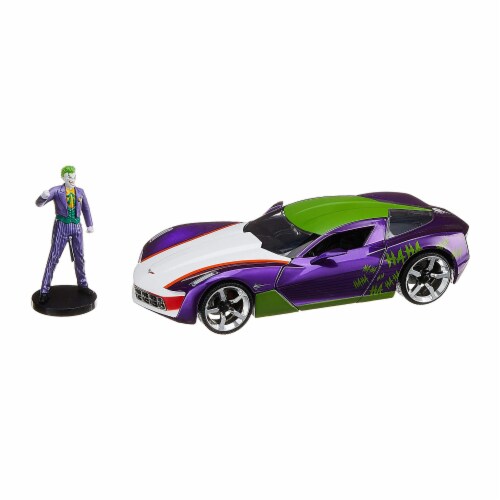 Jada 31199 2009 Chevrolet Corvette Stingray with Joker Diecast Figure DC Comics Series 1 by 2 Perspective: front