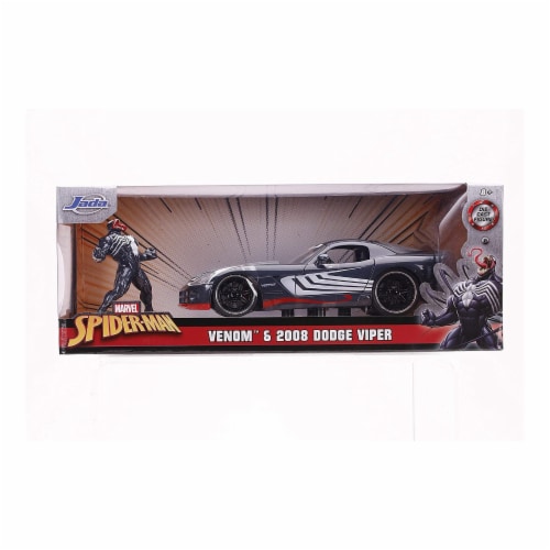 Jada 31750 2008 Dodge Viper SRT10 Dark Gray with Venom Diecast Figurine Spider-Man Marvel Ser Perspective: front