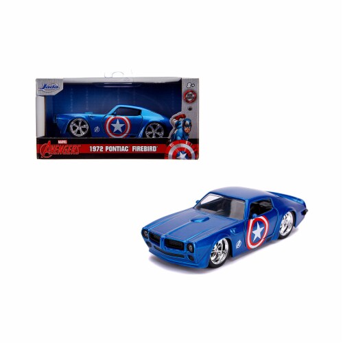Jada 31845 1972 Pontiac Firebird Blue Metallic Captain America Avengers Marvel Series 1-32 Di Perspective: front