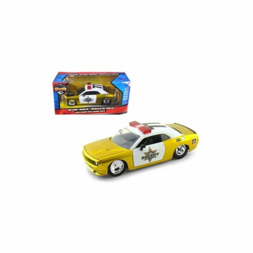 Jada 96460 2008 Dodge Challenger SRT8 Sheriff Gold 1-24 Diecast Car Model Perspective: front
