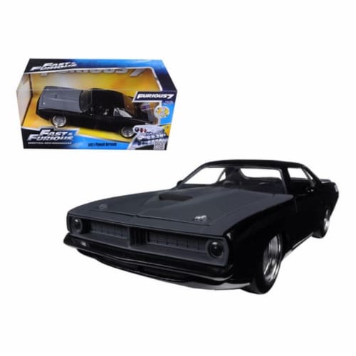Jada 97195 Lettys Plymouth Barracuda Matt Black Fast & Furious 7 Movie 1-24 Diecast Model Car Perspective: front