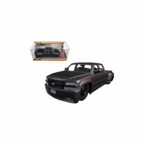 Jada 97301 1999 Chevrolet Silverado Dooley Pickup Truck Matt Grey Just Trucks with Extra Whee Perspective: front