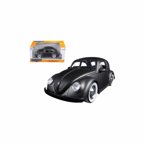 Jada 97421 1959 Volkswagen Beetle Satin Metallic Matt Gray with Baby Moon Wheels 1-24 Diecast Perspective: front