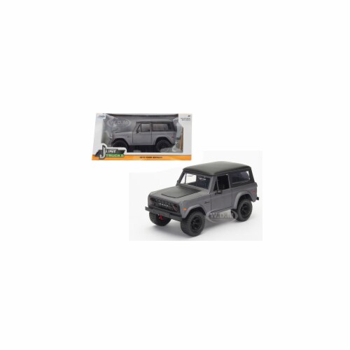 Jada 98279 1973 Ford Bronco Matt Diecast Model Car for 1-24 Scale, Grey Perspective: front