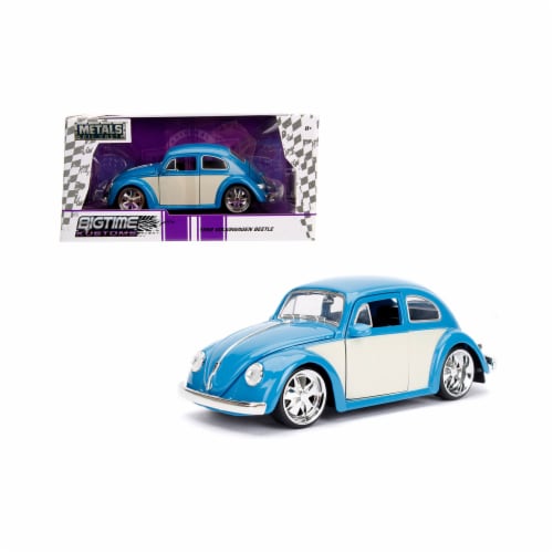Jada 99018 1959 Volkswagen Beetle Light Blue & Cream Bigtime Kustoms 1 by 24 Diecast Model Ca Perspective: front