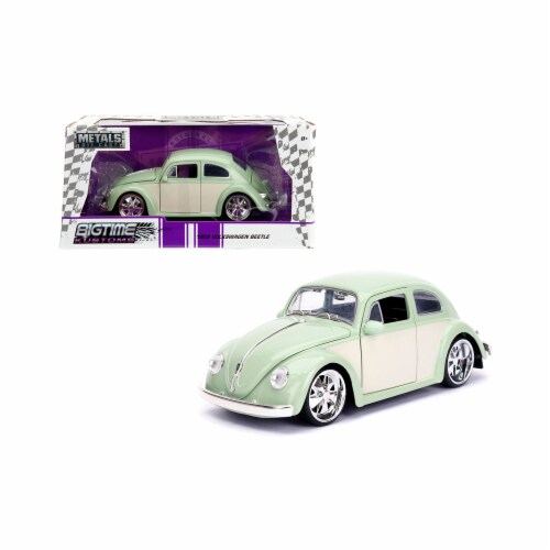 Jada 99020 1959 Volkswagen Beetle Light Green & Cream Bigtime Kustoms 1 by 24 Diecast Model C Perspective: front