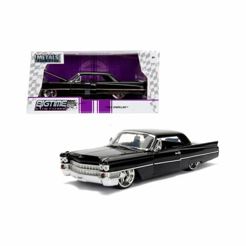 Jada Toys 99550 1 isto 24 1963 Cadillac Diecast Model Car, Black Perspective: front