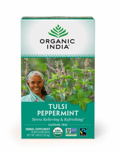 Organic India™ Tulsi Peppermint Tea Perspective: front