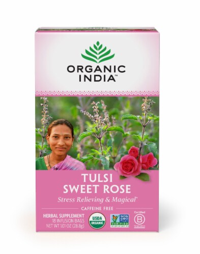 Organic India™ Tulsi Sweet Rose Tea Perspective: front