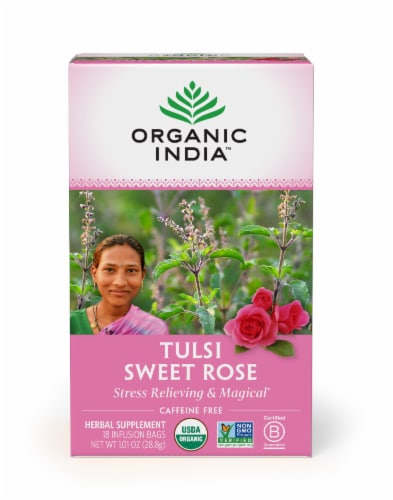 Organic India™ Tulsi Sweet Rose Tea Perspective: front
