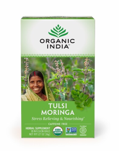 Organic India Tulsi Moringa Tea Perspective: front