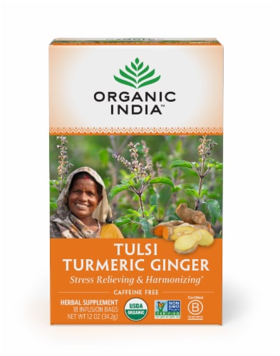 Organic India Tulsi Turmeric Ginger Tea Perspective: front