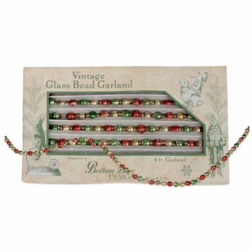 Christmas Gold Vintage Bead Garland Glass Traditional Multi Color Lg5641 Perspective: front