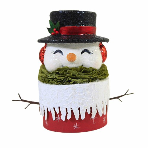 Christmas Happy Retro Snowman Box Paper Twig Arms Tophat Tl9419 Perspective: front