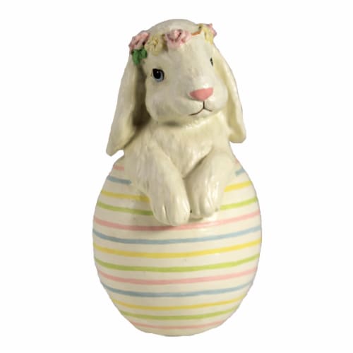 Easter Primrose Bunny In Egg Polyresin Floppy Ears Pastel Td0010 Perspective: front