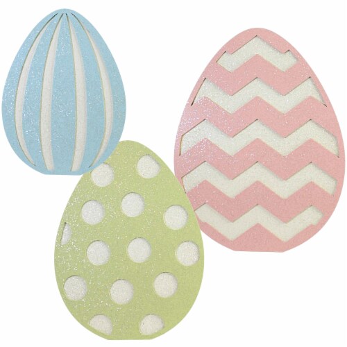 Easter Glittered Standing Easter Eggs Wood Pastel Easel Back Rl1712 Perspective: front