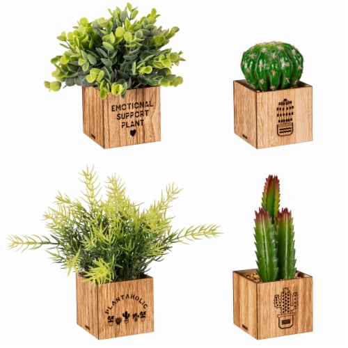 Bambeco LED Artificial Plant with Wood Box Perspective: front