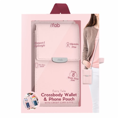 iFab Crossbody Wallet & Phone Pouch - Pink Perspective: front