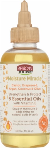 African Pride Moisture Miracle 5 Essential Oils Hair Oil Perspective: front