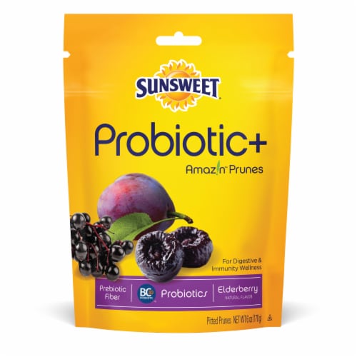 Sunsweet® Probiotic + Amazin™ Elderberry Pitted Prunes Perspective: front