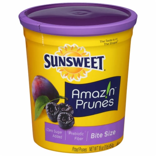 Sunsweet® Bite Size Pitted Amazin™ Prunes Canister Perspective: front