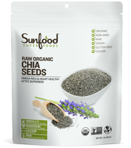 Sunfood Raw Organic Chia Seeds Perspective: front