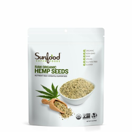 Sunfood Raw Organic Shelled Hemp Seeds Perspective: front