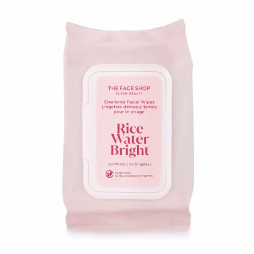 The Face Shop Clean Beauty Rice Water Bright Cleansing Facial Wipes Perspective: front