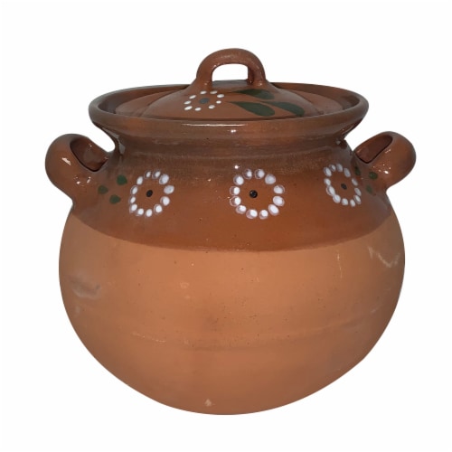 Mi Patria Decorated Bean Pot With Lid Perspective: front