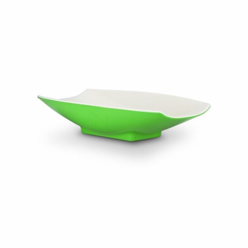 Bon Chef 53704-2ToneLime 16 x 9 x 3.5 in. Melamine Curves Bowl with Lime Outside & White Insi Perspective: front