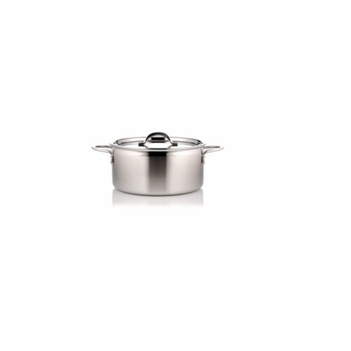 Bon Chef 7 in. dia. Country French Two Tone Stainless Steel Pot with Cover Perspective: front