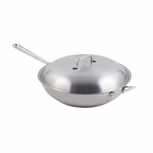 Bon Chef 60008 12 in. dia. Cucina Chefs Pan with Lid & Induction Bottom, 3.5 quart Perspective: front