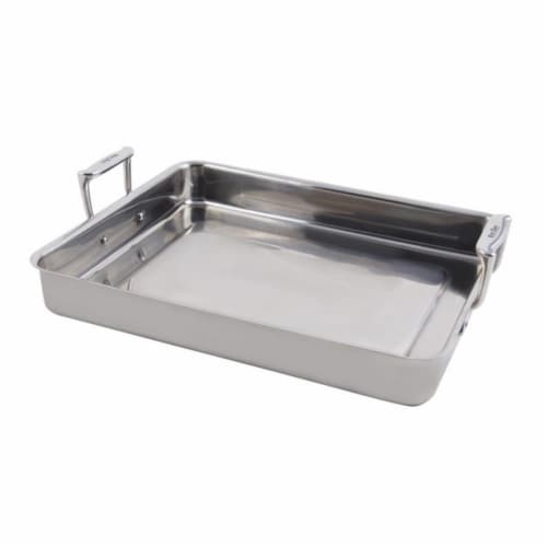Bon Chef 60012 14.75 x 12 x 2.25 in. Cucina Stainless Steel Large Food Pan with Handles, 5 qu Perspective: front