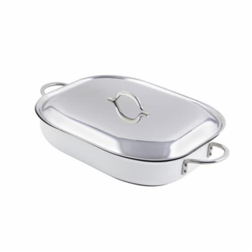 Bon Chef 60023CFCLDWhite 15 x 11 x 2.87 in. Classic Country French Oblong Pan with Lid, White Perspective: front