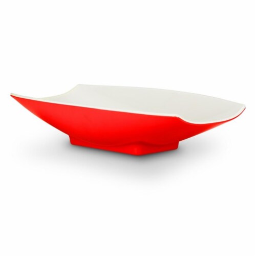 Bon Chef 53705-2ToneRed 21 x 12.12 x 4.25 in. Melamine Curves Bowl with Red Outside & White I Perspective: front