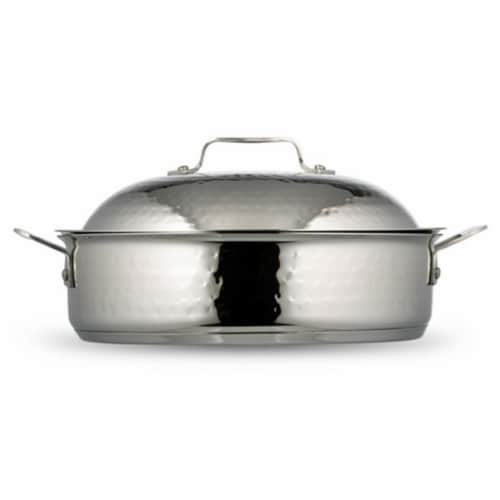 Bon Chef 60001HF 11.18 in. dia. Cucina Saute Use Hammered with Lid, 4 quart Perspective: front
