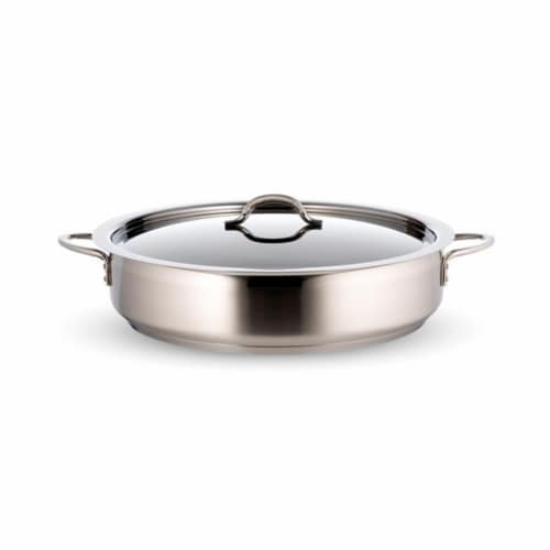 Bon Chef 60030CF-2ToneSS Country French Two Tone Stainless Steel 6 quart Pot with Cover & Ind Perspective: front