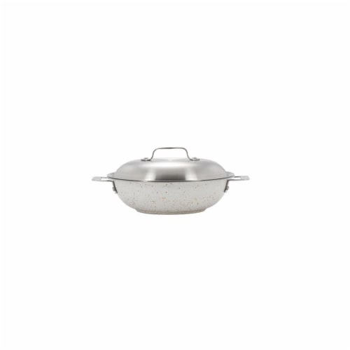 Bon Chef 60015DESERT 12 in. Hotstone Desert Cucina Chefs Pan with Lid & 2 Side Handles - Indu Perspective: front